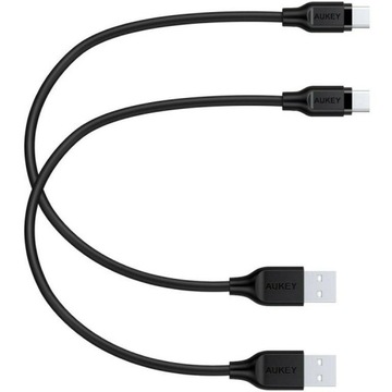 ZESTAW 2x KRÓTKI KABEL USB-C TYP C 20cm AUKEY CB-CMD28 PVC CZARNY