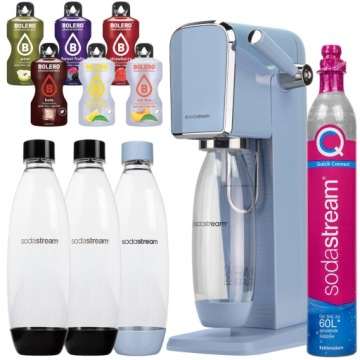 Sada Výrobník Sody Sodastream Art Modrý 3 Lahve Náplň Příslušenství