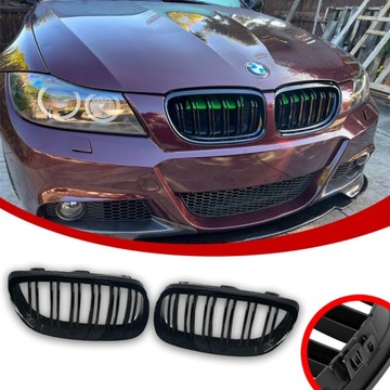 NERKI GRILL BMW E90 08-11 PODWÓJNE CZARNY POŁYSK