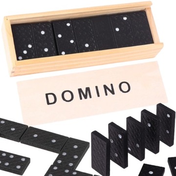 DREWNIANE DOMINO DLA DZIECI Z ETUI KLOCKI DO PRZEWRACANIA GRA DREWNA TANIE