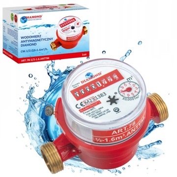 WODOMIERZ LICZNIK WODY CIEPŁEJ DN15 1/2 1,6m3 LEGALIZACJA 2029 DIAMOND