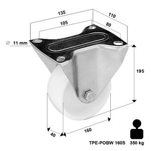 KOŁO STAŁE POLIAMID DO WÓZKA 160 mm
