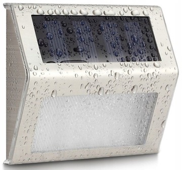 LAMPA SOLARNA 2LED NA OGRODZENIE DOM TARAS INOX