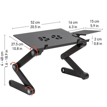 Stolik postawka pod laptopa z aluminium, czarny Wonder Worker Einstein