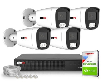Zestaw do Monitoringu PoE IP KEEYO 4x LV-V-IP5M25TF-B 2K+ Detekcja Sylwetek