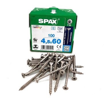 Wkręt SPAX ze stali nierdzewnej 4,5x60 A2 100 szt.