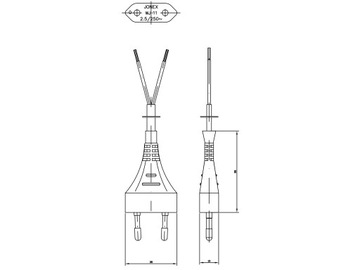 Кабель Кабель с прямым плоским штекером H03VVH2-F 2х0,75 1,5м черный