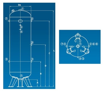 РЕЗЕРВУАР СЖАТОГО ВОЗДУХА ДЛЯ КОМПРЕССОРА 1000 литров PION