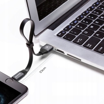 Короткий кабель Lightning Baseus 2А, 23 см для Iphone, плоский тонкий 11, 12, 13, 14