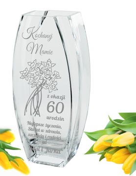 Ваза с ГРАВИРОВКОЙ 32см ДЕНЬ РОЖДЕНИЯ ЮБИЛЕЙ Юбилей СВАДЬБА Новоселье