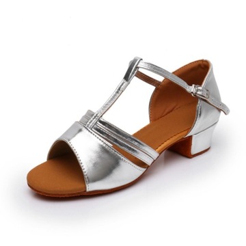 Baleriny 3cm Dziecięce satynowe buty do tańca na wysokim obcasie B237-25
