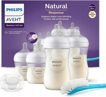 AVENT ZESTAW 4 BUTELEK NATURAL RESPONSE + SMOCZKI