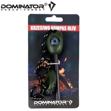 Туристический магниевый зажигалка, ключик DOMINATOR COMPASS WHISTLE Olive
