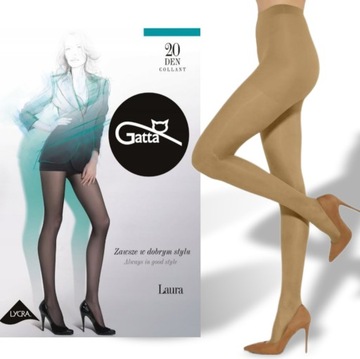 Klasyczne Rajstopy lycra Rajstopy Gatta Laura 20 den GOLDEN beżowe r.4-L