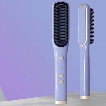 Расческа для выпрямления волос, 5 регулируемых температурных режимов, с подогревом фиолетового цвета.
