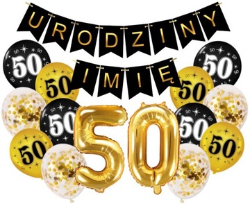 DEKORACJE 50 urodziny BALONY 50 cyfry zestaw