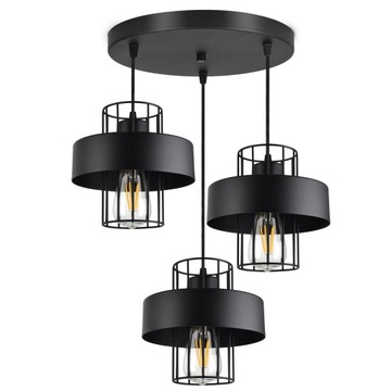 Lampa Wisząca Żyrandol Plafon Czarny Biały LOFT