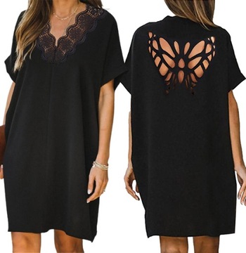 Elegancka Moda Sukienka Motyl Wzór AŻUROWA,3XL