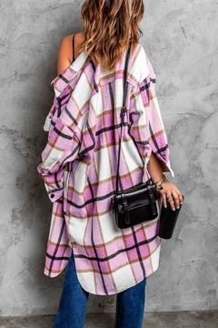 Женская клетчатая куртка на пуговицах с длинным рукавом Fashion 3XL