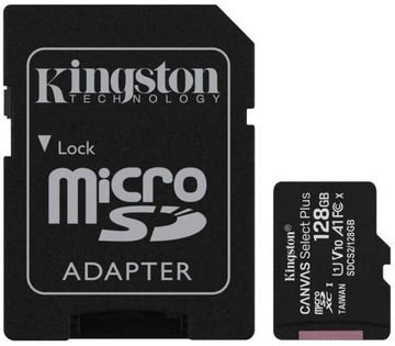 Karta 128GB Kingston Canvas microSD CL10 + ADAPTER