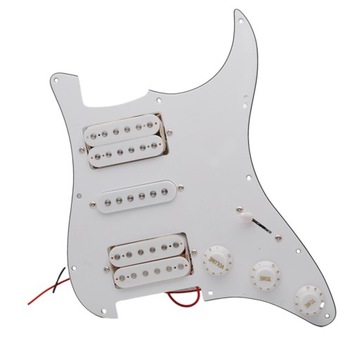 Pickguard do gitary przenośny, okablowany, HSH, biały