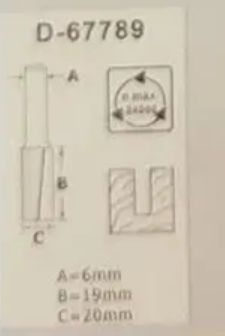 Frez prosty 20 mm x 51 mm trzpień 6mm 2 OSTRZA