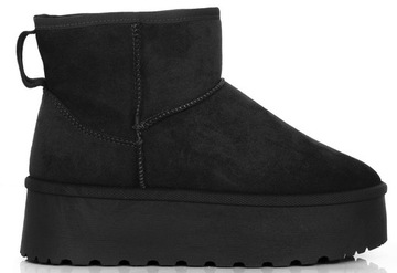 7839 ЧЕРНЫЕ СНЕЖНЫЕ БОТИНКИ НА ПЛАТФОРМЕ С УТЕПЛЕНИЕМ, СЛИПОНЫ 39