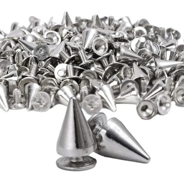 200/10 шт. серебряные конические шипы, металлические шпильки с завинчивающейся головкой, сделай сам, ручная работа в стиле панк