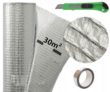 FOLIA DACHOWA PAROIZOLACYJNA ALUMINIOWA SECCO ALU 110g - 30m² + TAŚMA ALU