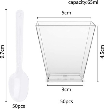 НАБОР ДЕСЕРТНЫХ КРУЖЕК 70МЛ С ЛОЖКАМИ 50 ШТ.