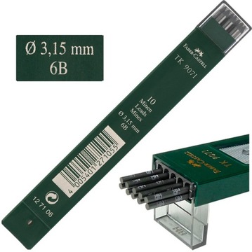 FABER-CASTELL Rysiki grafity wkłady grafitowe 9071 do ołówków TK 3,15 mm 6B