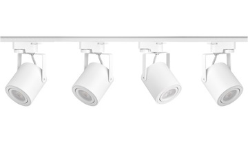 4 białe lampy kuchenne GU10 LED z szyną 2 metry