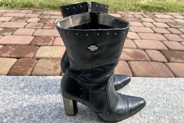 Damskie Buty Motocyklowe HARLEY DAVIDSON - Czarne Skórzane Rozmiar 39