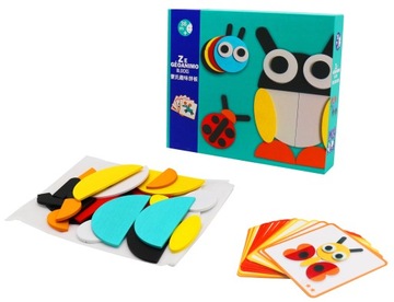 DREWNIANA UKŁADANKA MONTESSORI LOGICZNA PUZZLE GRA