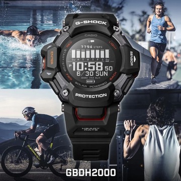 Czarny sportowy zegarek Casio G-SHOCK SMARTWATCH GBD-H2000 GPS + gratis