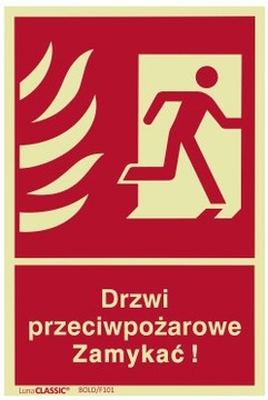 Znak DRZWI PRZECIWPOŻAROWE ZAMYKA Prawe 100x150