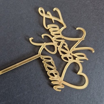 Топпер для торта Forever Together сердце золотое зеркало