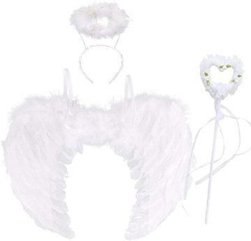 КОСТЮМ АНГЕЛА РОДНЫЕ КРЫЛЬЯ АНГЕЛА + ореол + ЮБКА АНГЕЛА 134-140