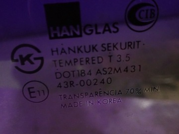 HYUNDAI TRAJET 00-04 SKLO (OKNO) DVEŘNÍ PRAVÝ ZADNÍ PRAVÁ