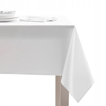 BIAŁY OBRUS 150x300 GRUBY MATOWY GŁADKI NA STÓŁ