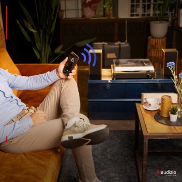 Проигрыватель с bluetooth колонками USB Винтаж коричневый Audizio