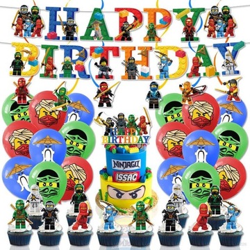 Lego Ninjago Zestaw Urodzinowy 5 części Balony Baner Topper