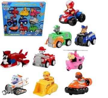 PSI PATROL FIGURKI AUTKA Z NAPĘDEM ZESTAW 9 SZT Marshall Chase Rublle SKY