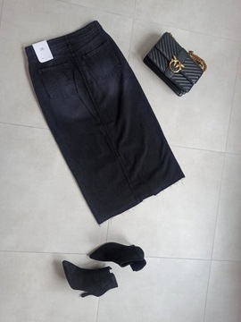 Bershka spódnica m 38 czarna jeansowa długa denim