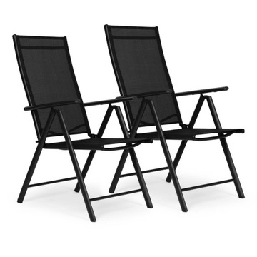 Komplet 2 krzeseł ogrodowych składane stalowe z regulacją oparcia - czarne