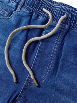 modne SPODENKI męskie JEANSOWE szorty krótkie spodnie PAS na GUMIE 328, XL