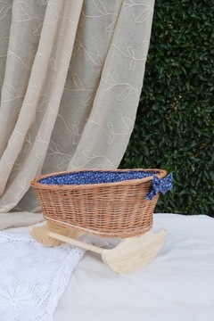 WÓZEK WIKLINOWY dla lalek +KOŁYSKA naturalny MIX