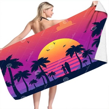 Customizable Summer Landscape Print Quick Dry Print Beach Towel Outdoor