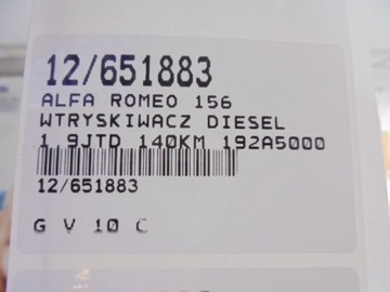 ALFA ROMEO 156 VSTŘIKOVACÍ TRYSKA 0445110002 1,9JTD
