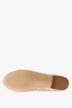 BALERINY DAMSKIE Z OZDOBNYM KWIATEM KOMFORTOWA SKÓRZANA WKŁADKA BEŻOWE r 41